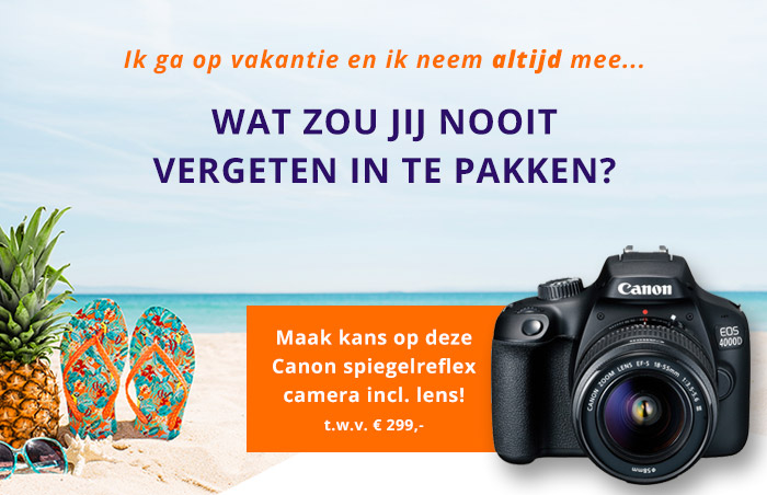 Ik ga op vakantie en ik neem altijd mee...